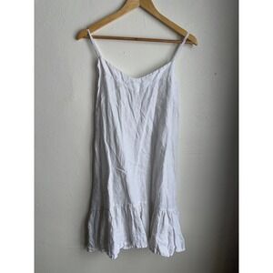 White Sleeveless Mini Dress with Ruffle Hem